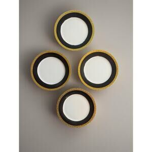 Set 5 Vintage Royal Gallery GOLD BUFFET BLACK Salad Plates Old Money Regency